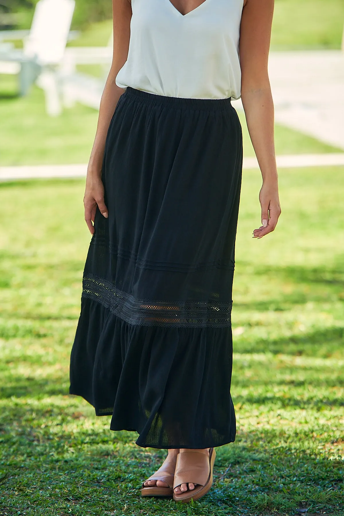 Dharma Black Lace Maxi Skirt