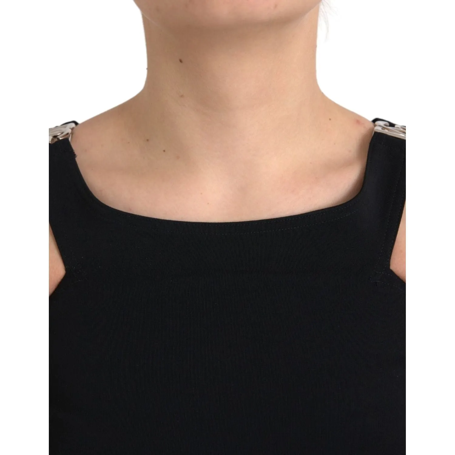 Dolce & Gabbana Black Sleeveless Round Neck Cropped Tank Top