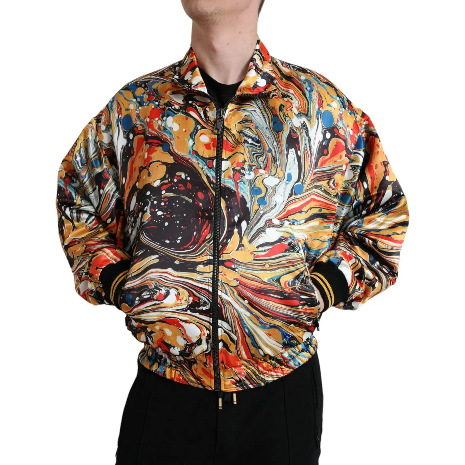 Dolce & Gabbana Colorful Abstract Bomber Jacket