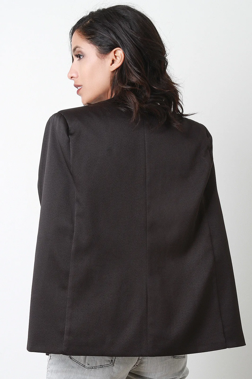 Double Texture Cape Blazer Jacket