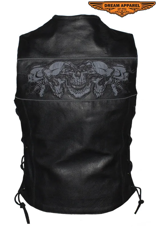 Dream Apparel Womens Motorcycle Vest With Reflective Skulls