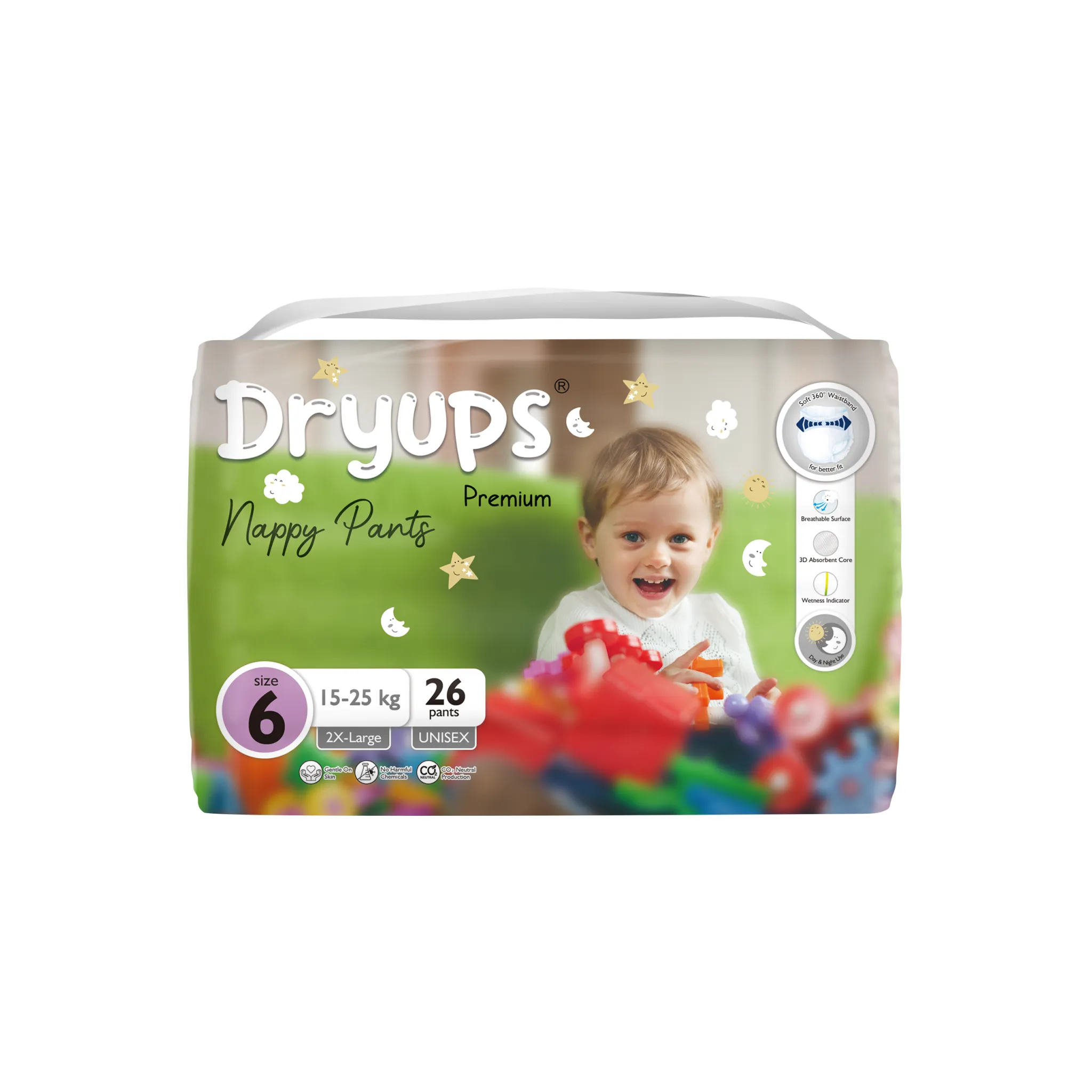 Dryups Premium Nappy Pants Unisex Size 6 2X-Large (15-25kg)