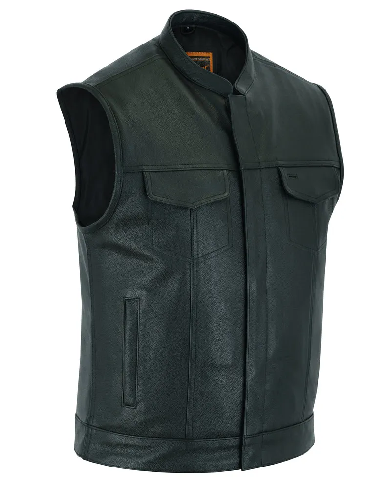 DS189A Men's Scoop Collar Leather Vest