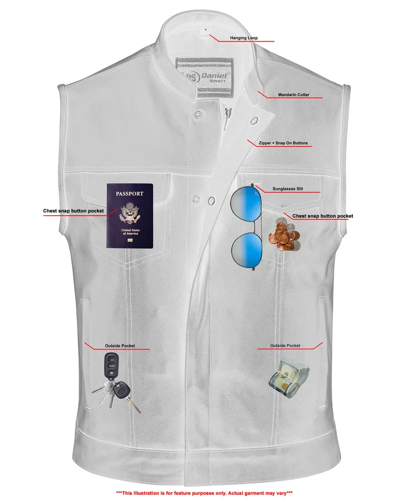 DS189A Men's Scoop Collar Leather Vest