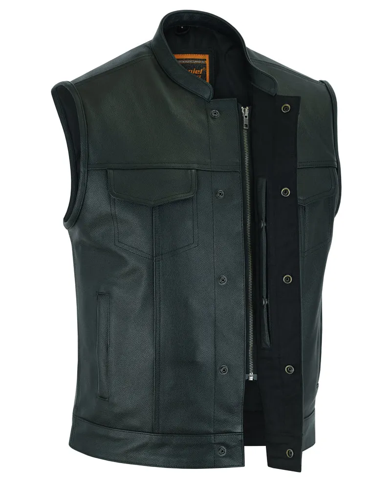 DS189A Men's Scoop Collar Leather Vest