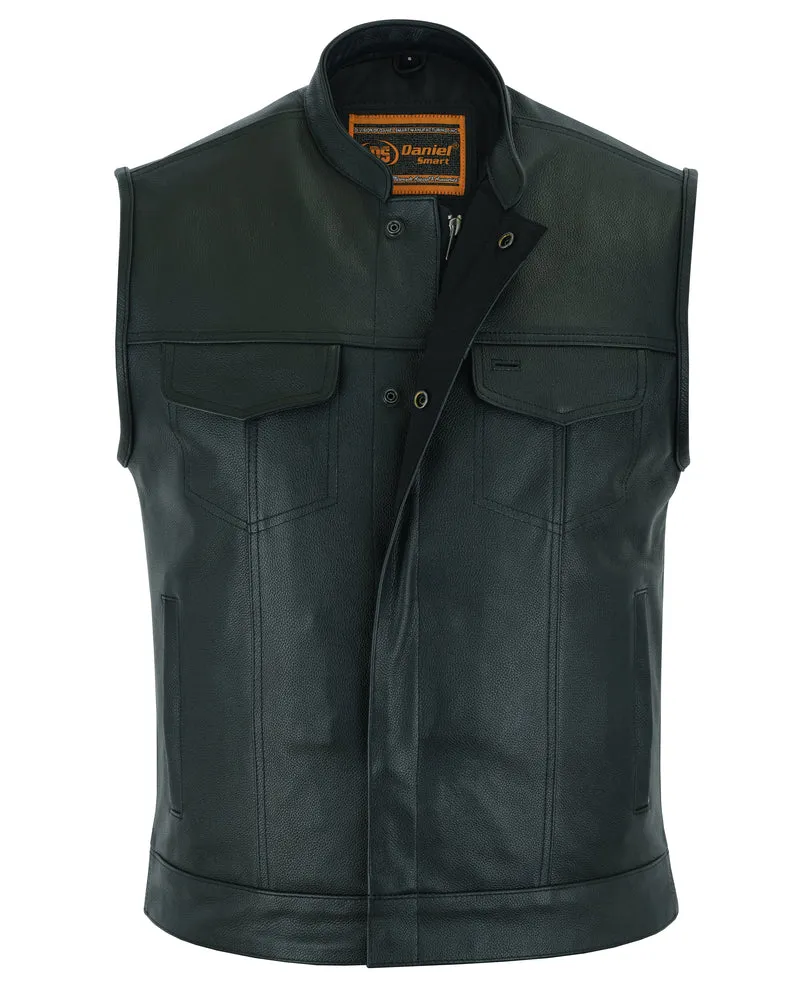 DS189A Men's Scoop Collar Leather Vest