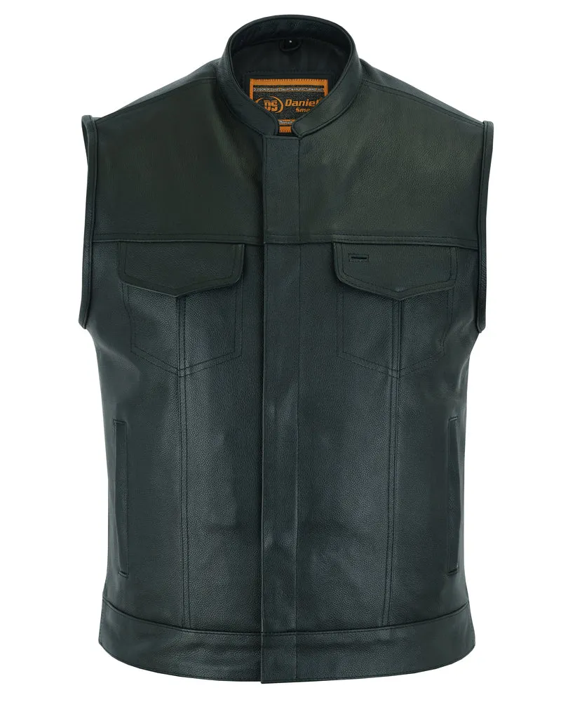 DS189A Men's Scoop Collar Leather Vest