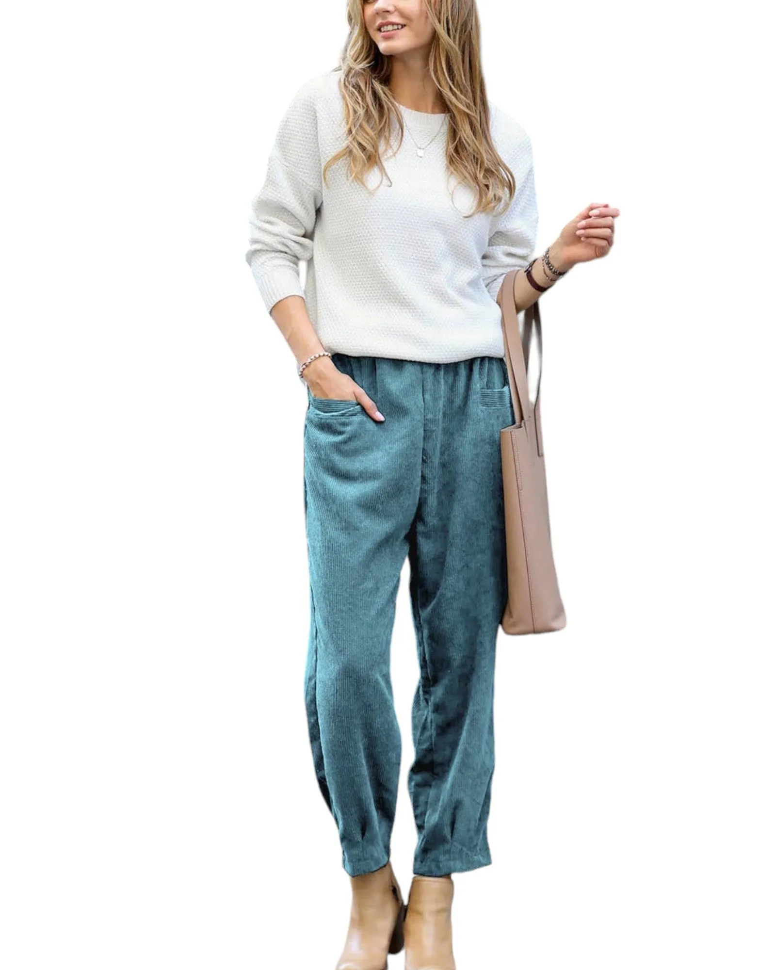 Dusty Teal Corduroy Baggy Pants