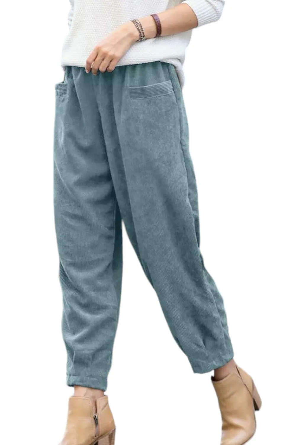 Dusty Teal Corduroy Baggy Pants