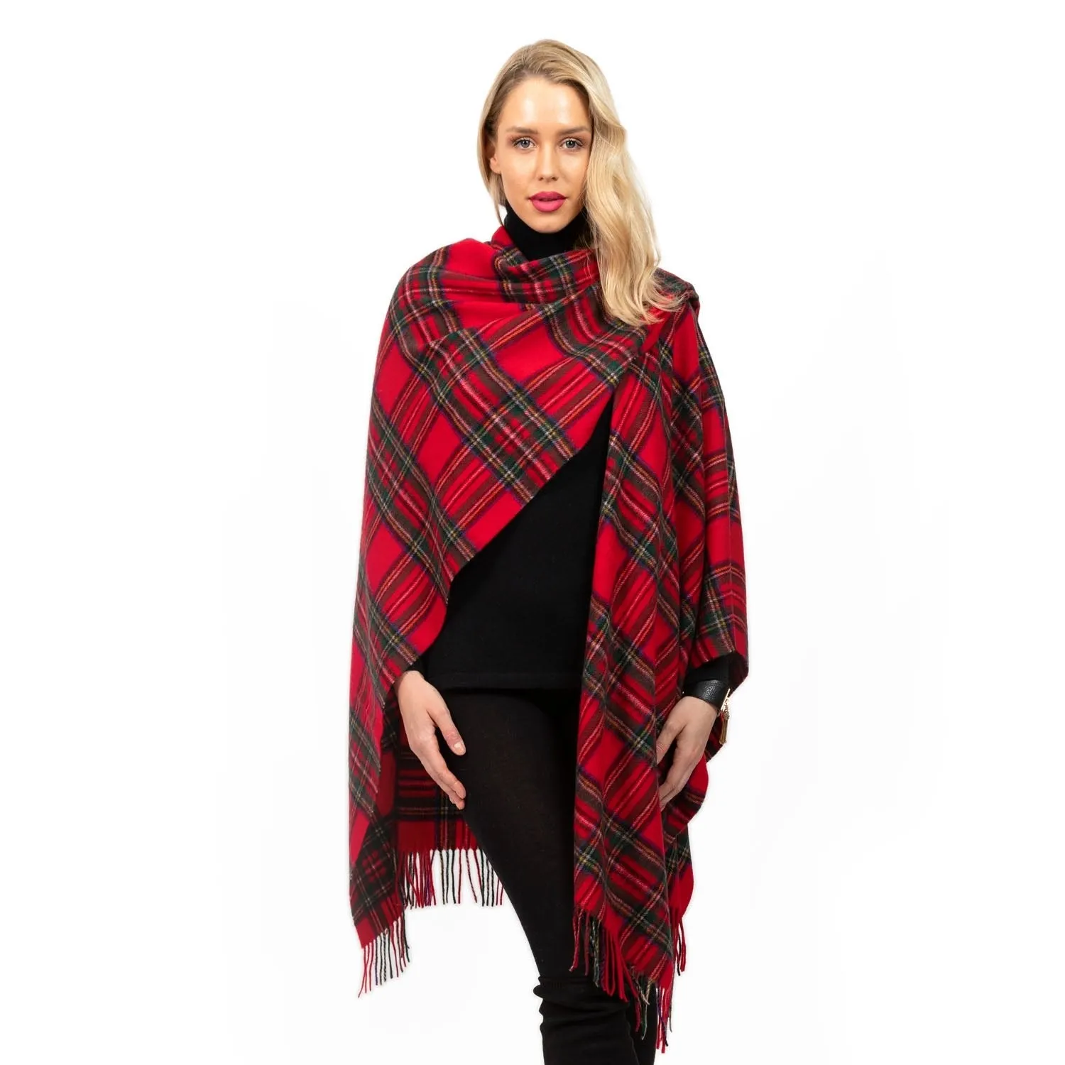 Edinburgh Lambswool Long Tartan Cape  Stewart Royal