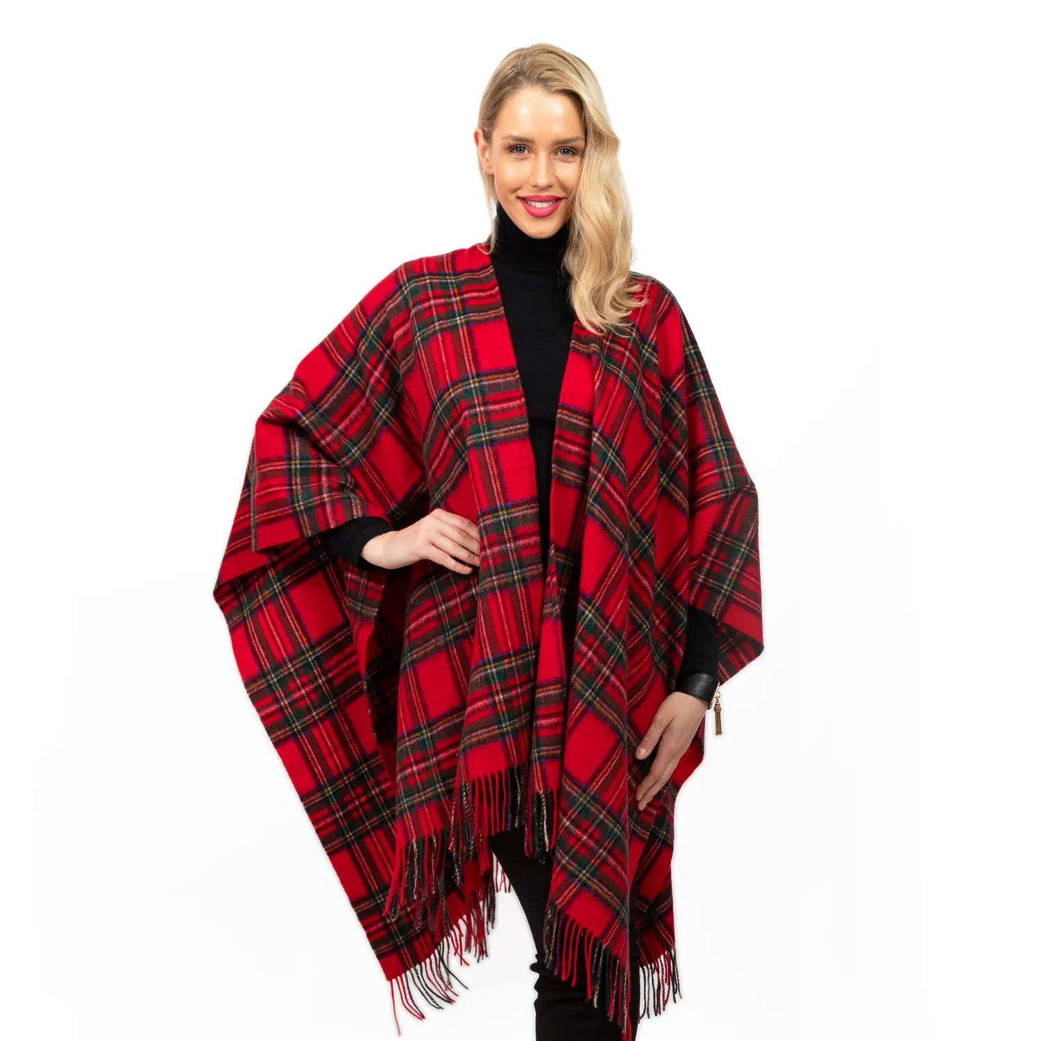 Edinburgh Lambswool Long Tartan Cape  Stewart Royal