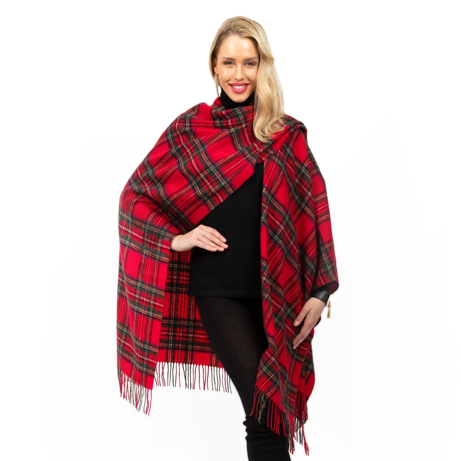 Edinburgh Lambswool Long Tartan Cape  Stewart Royal