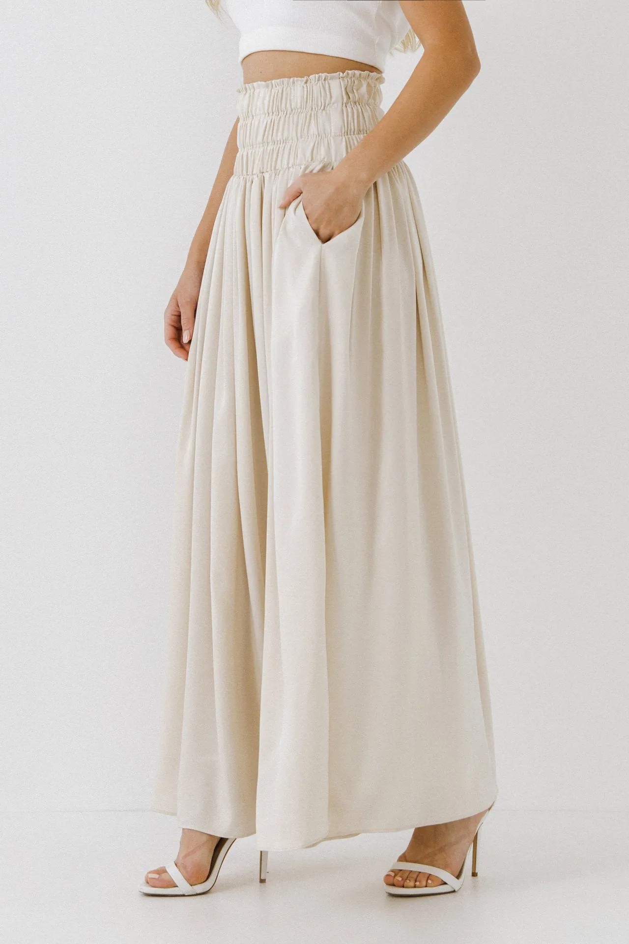 Elastic Waist Maxi Skirt