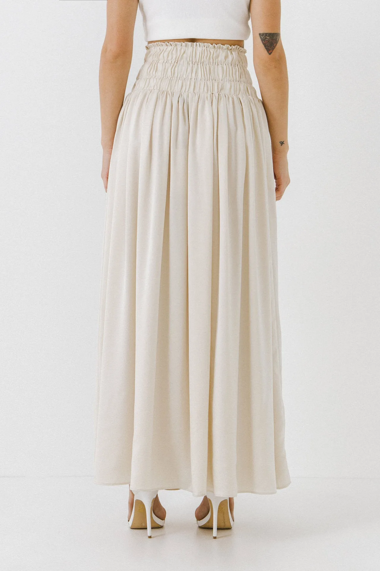 Elastic Waist Maxi Skirt