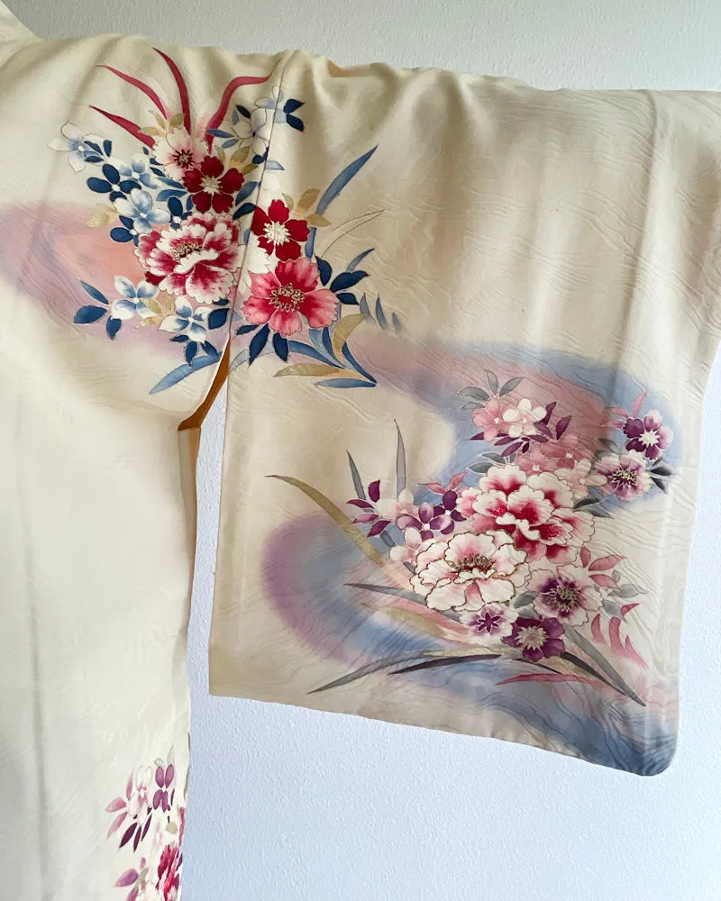 Embroidery of Japanese Traditional Flower Haori Kimono Jacket