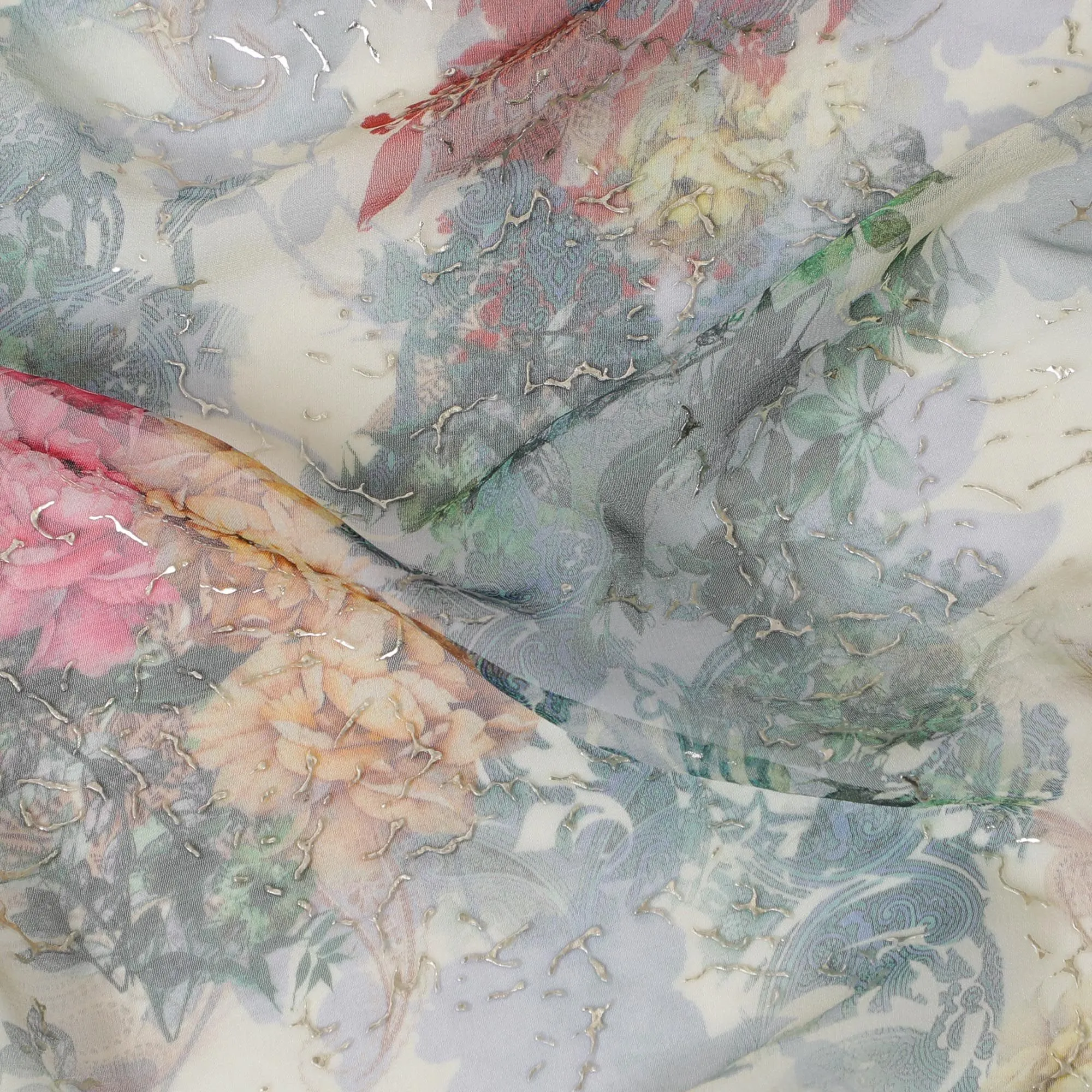 Enchanted Garden Jacquard Silk Chiffon, 110cm - Buy Online-D18377