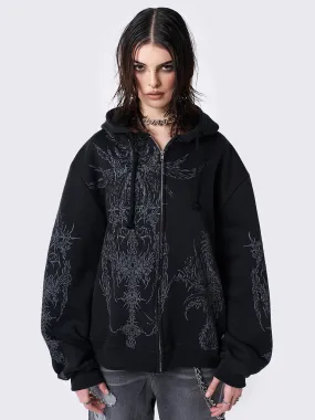 ENIGMATIC BLACK OVERSIZE ZIP HOODIE