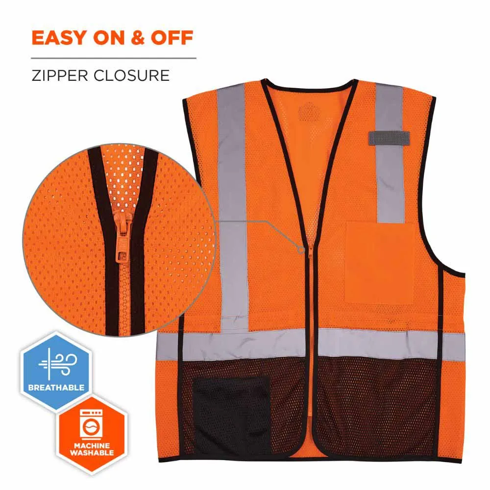 Ergodyne 23023 8210ZBK S/M Orange Hi Vis Safety Vest