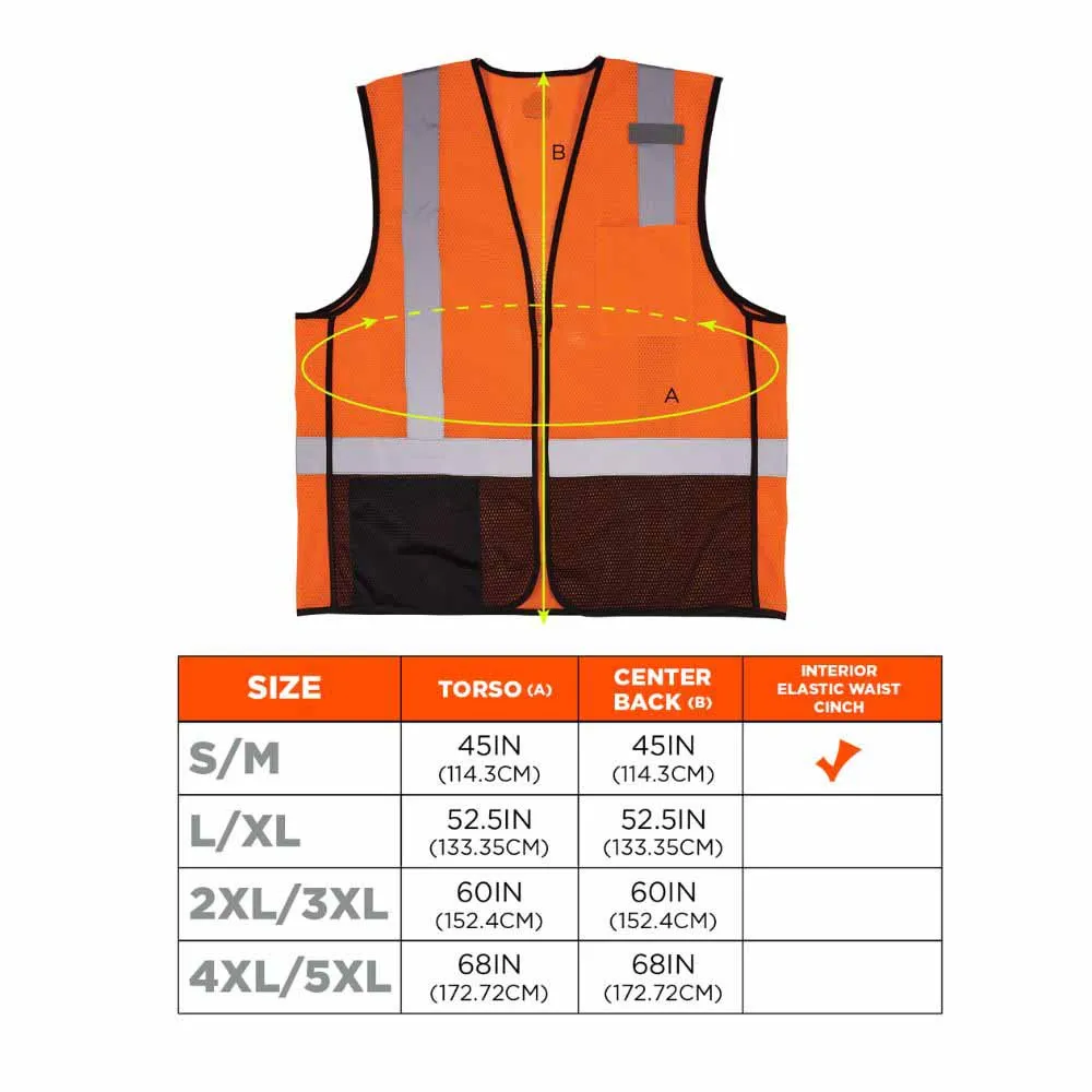 Ergodyne 23023 8210ZBK S/M Orange Hi Vis Safety Vest