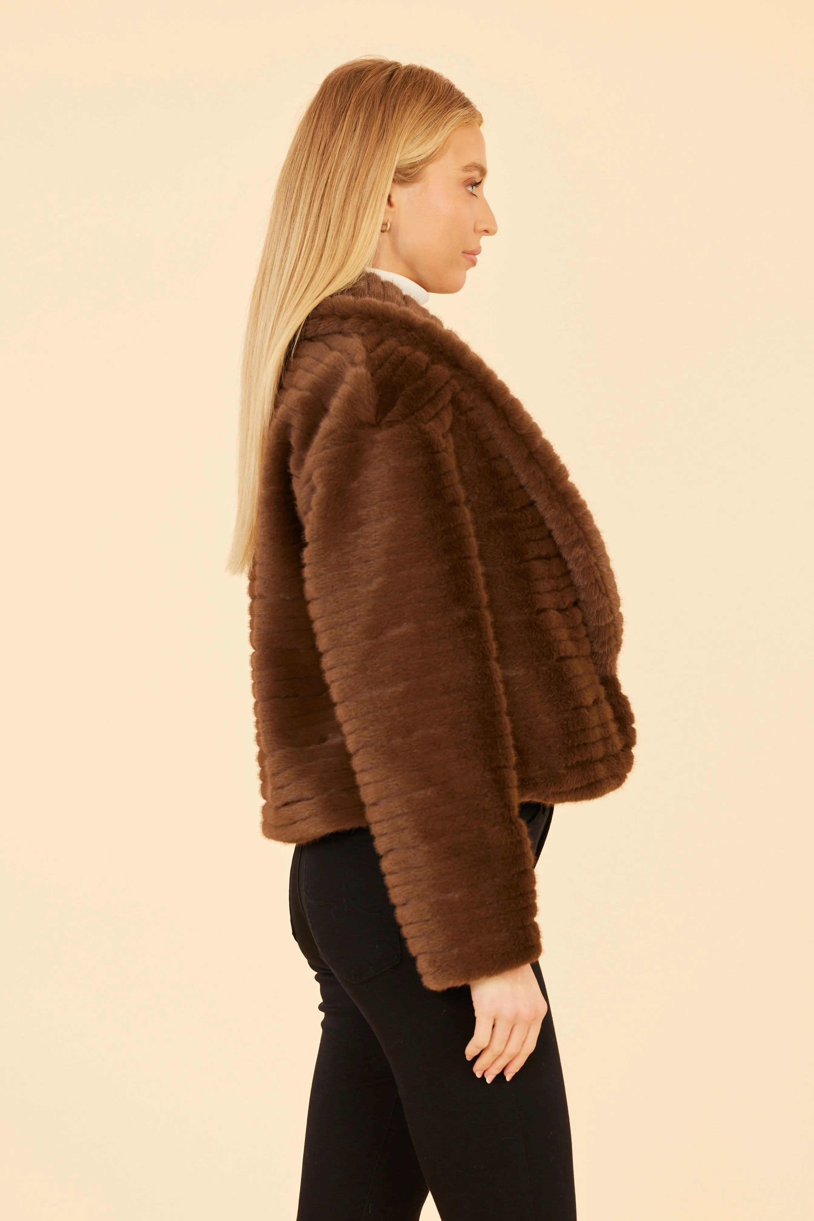 Faux Mink Grooved Jacket