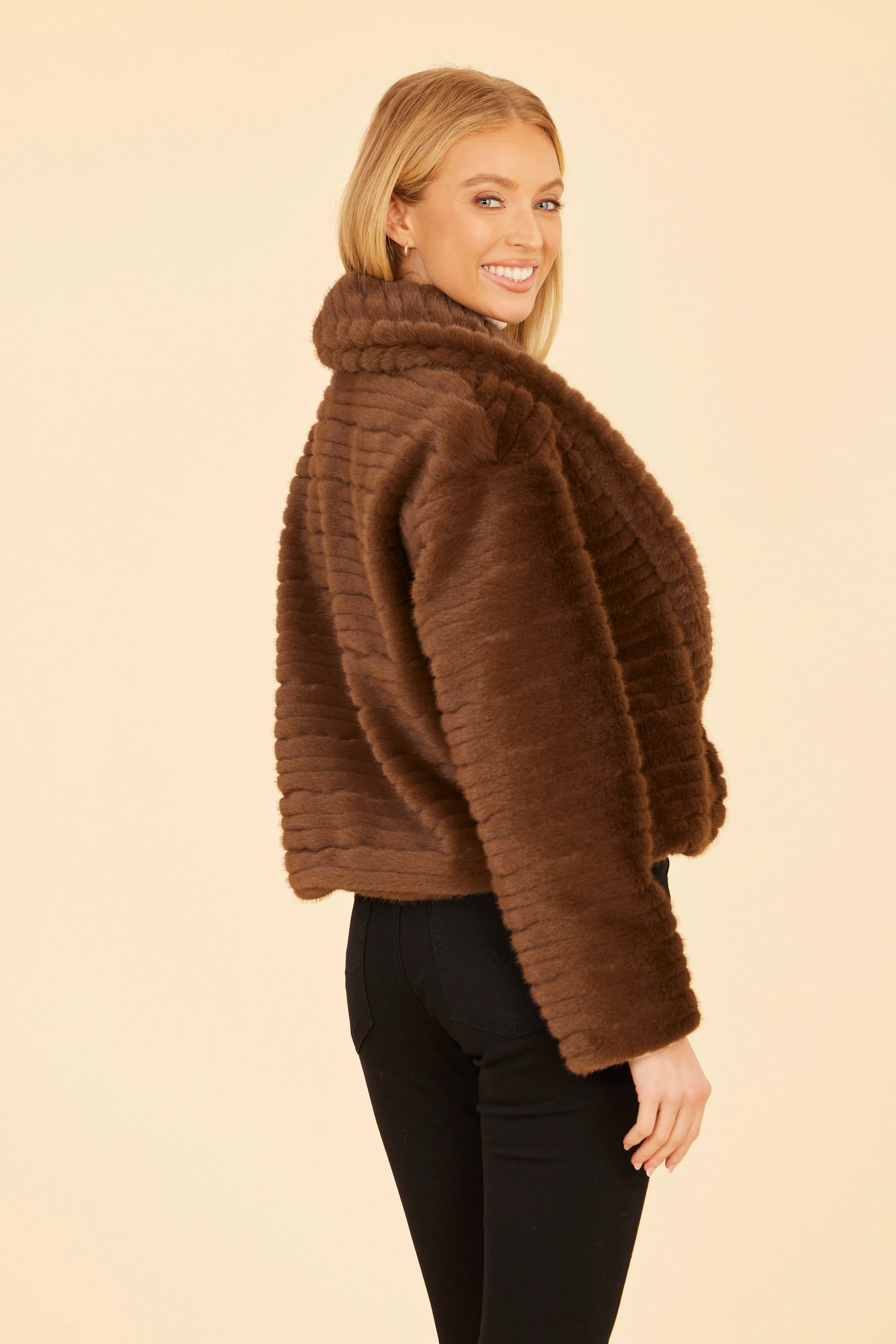 Faux Mink Grooved Jacket