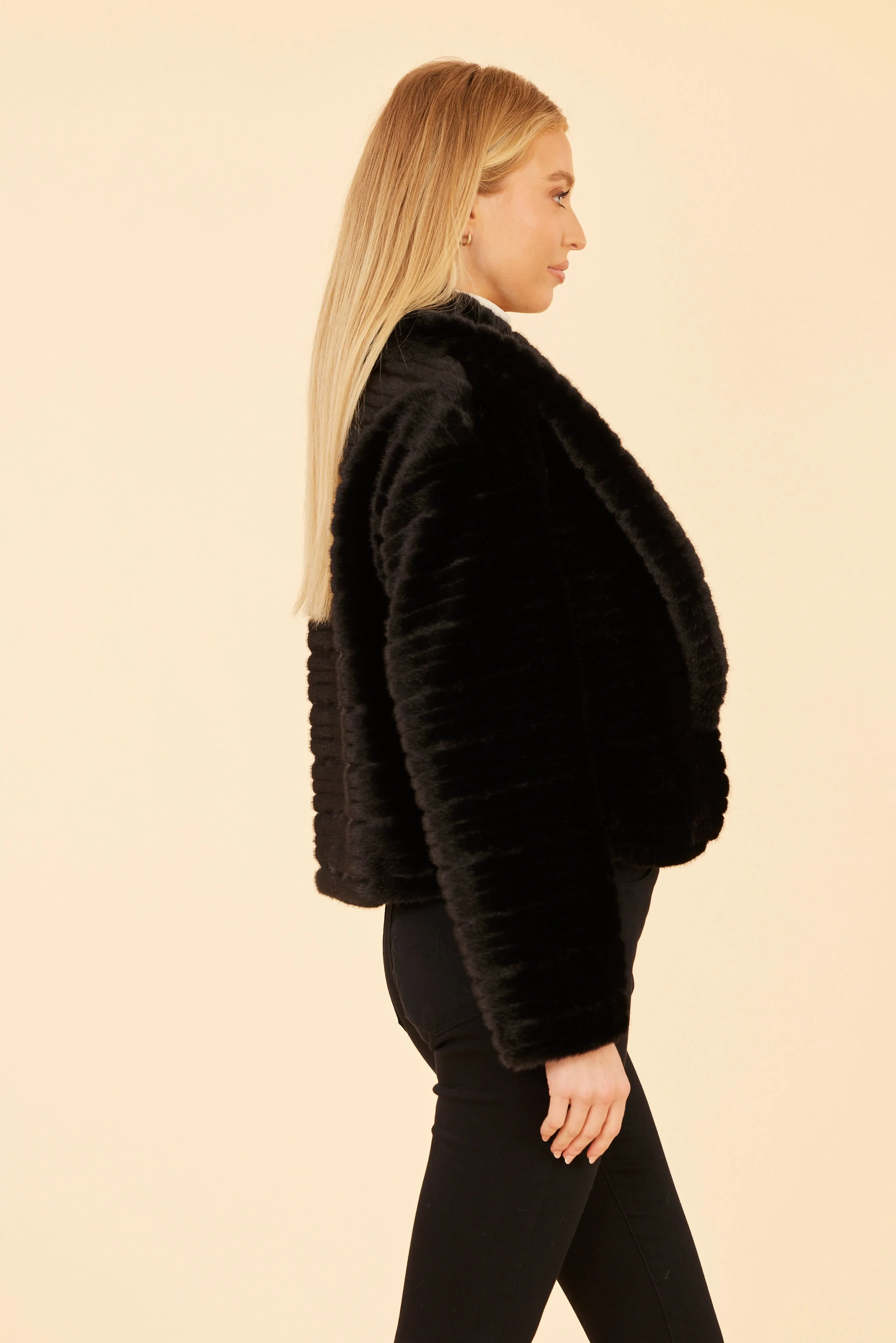 Faux Mink Grooved Jacket