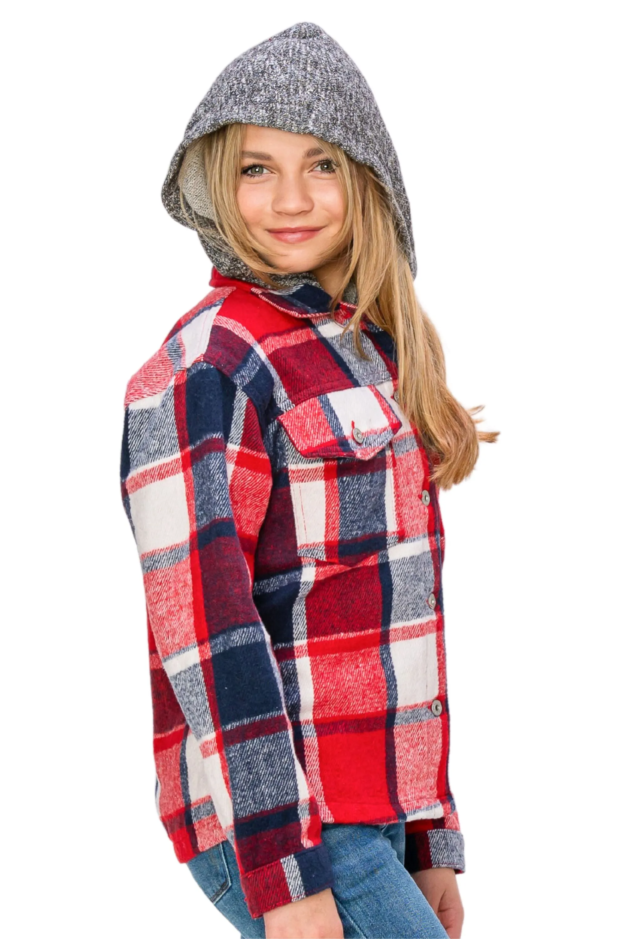 Flannel Shacket With Hood