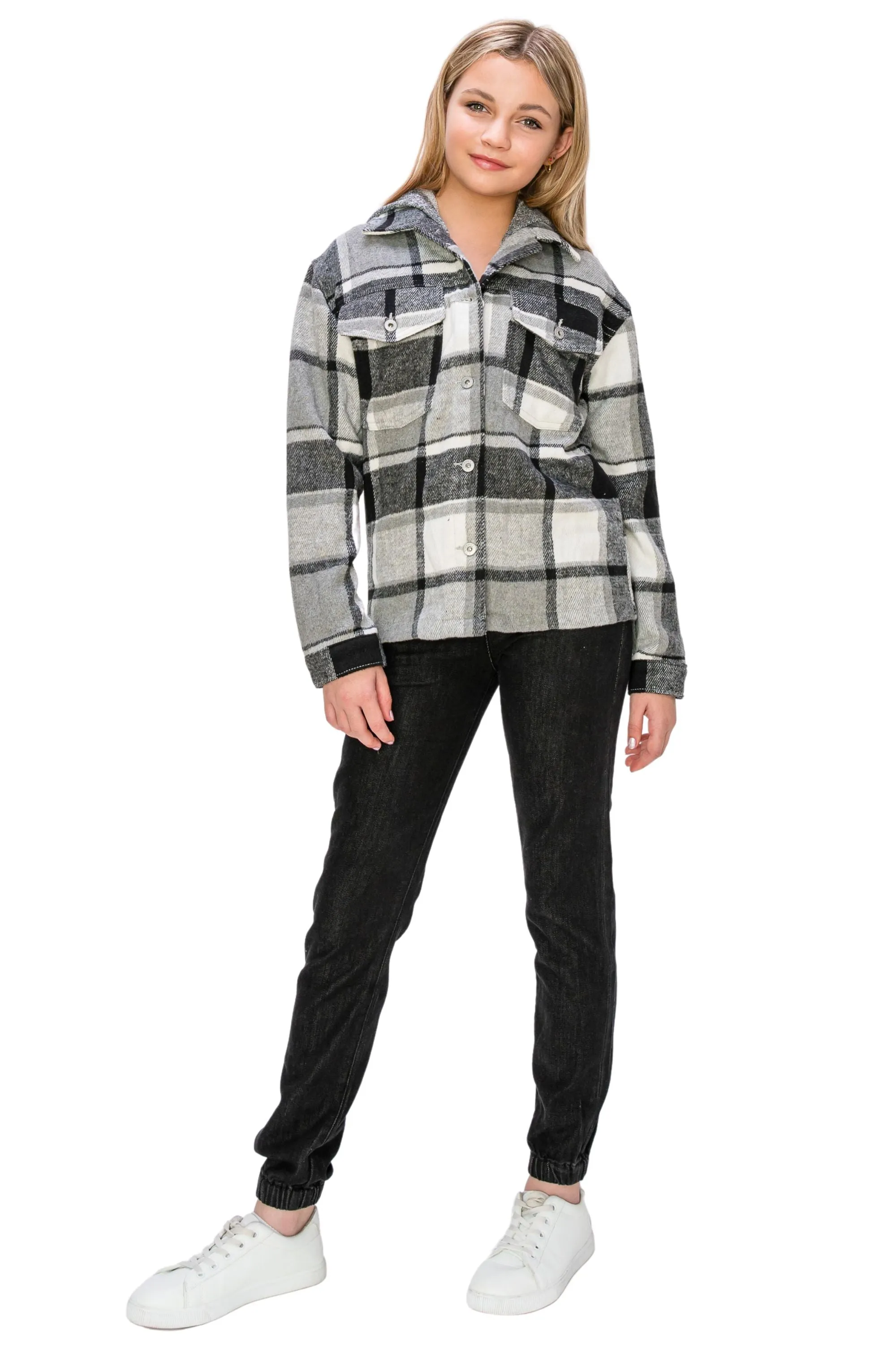 Flannel Shacket With Hood