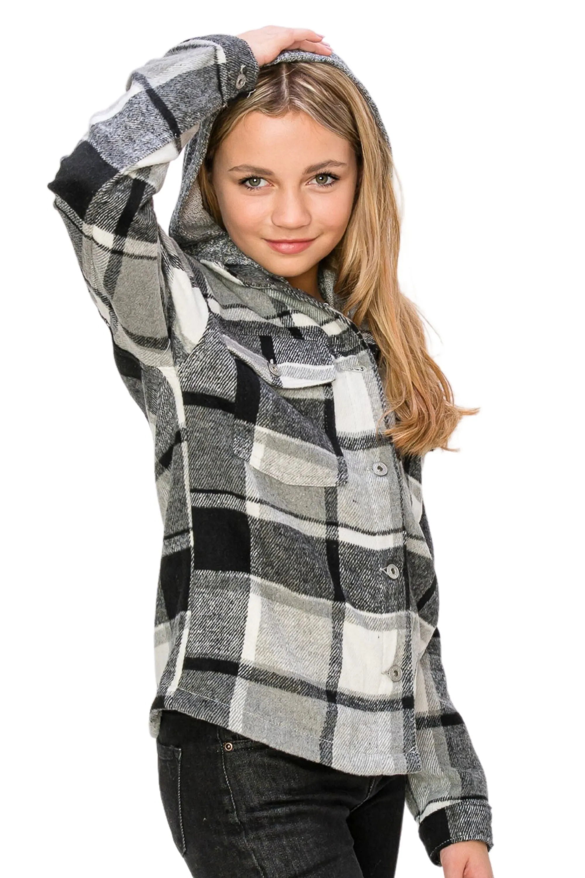 Flannel Shacket With Hood