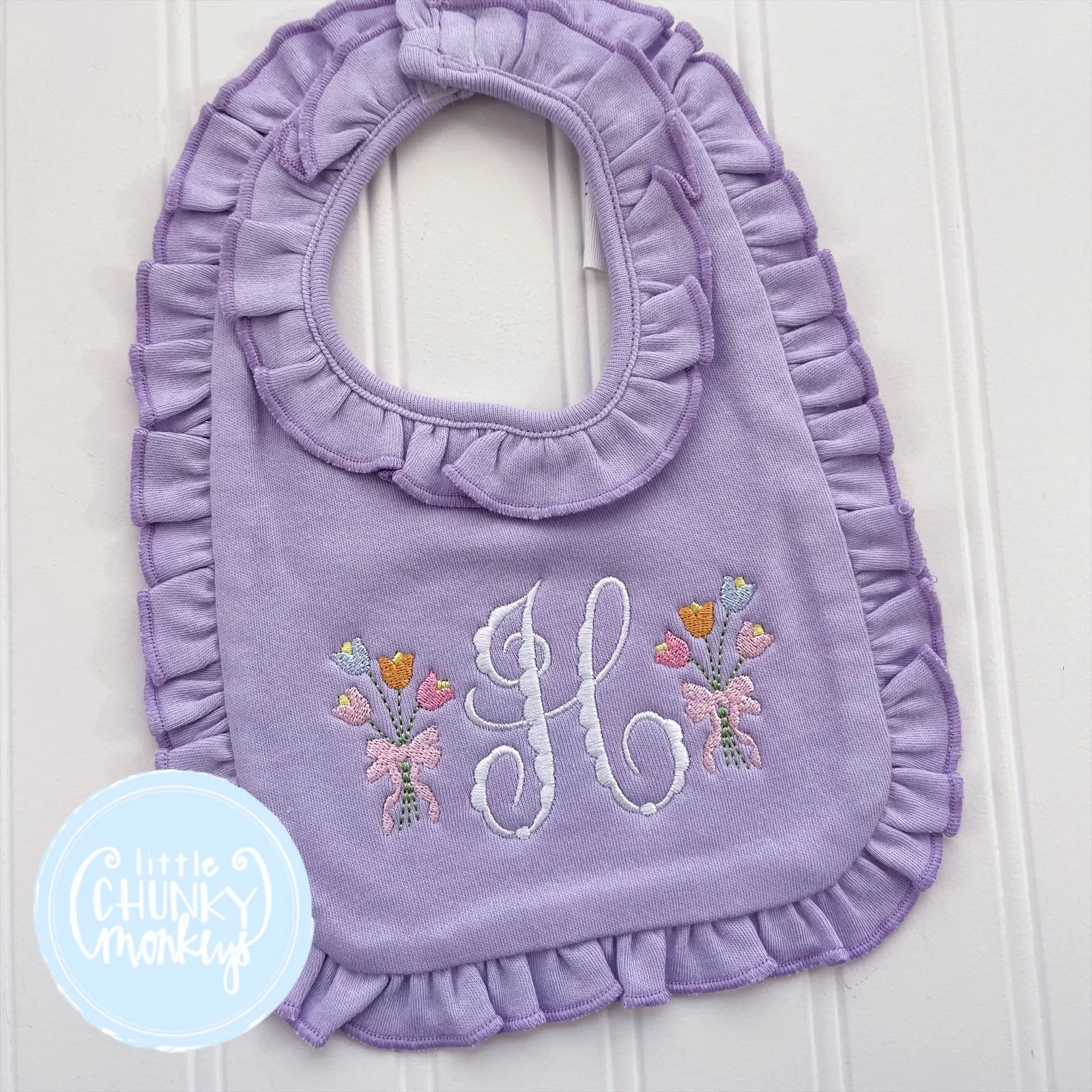 Flower Bundle on Lilac Bib or Burp Cloth