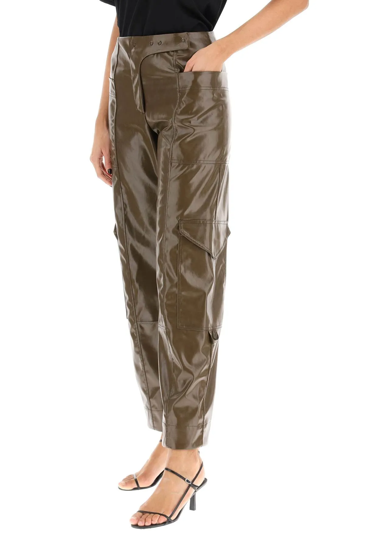 Ganni faux leather cargo pants