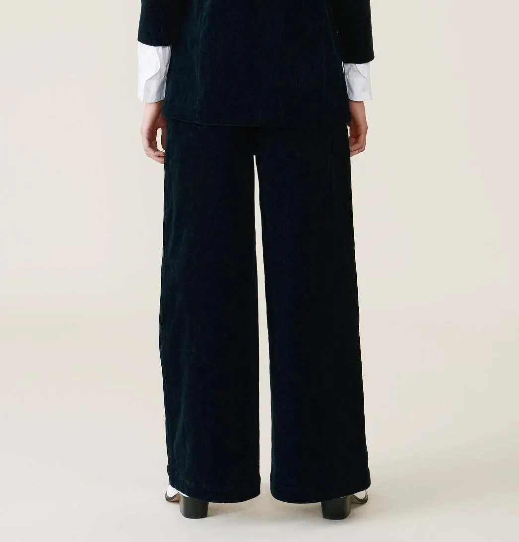 Ganni Stretch Corduroy Wide Pants – Total Eclipse