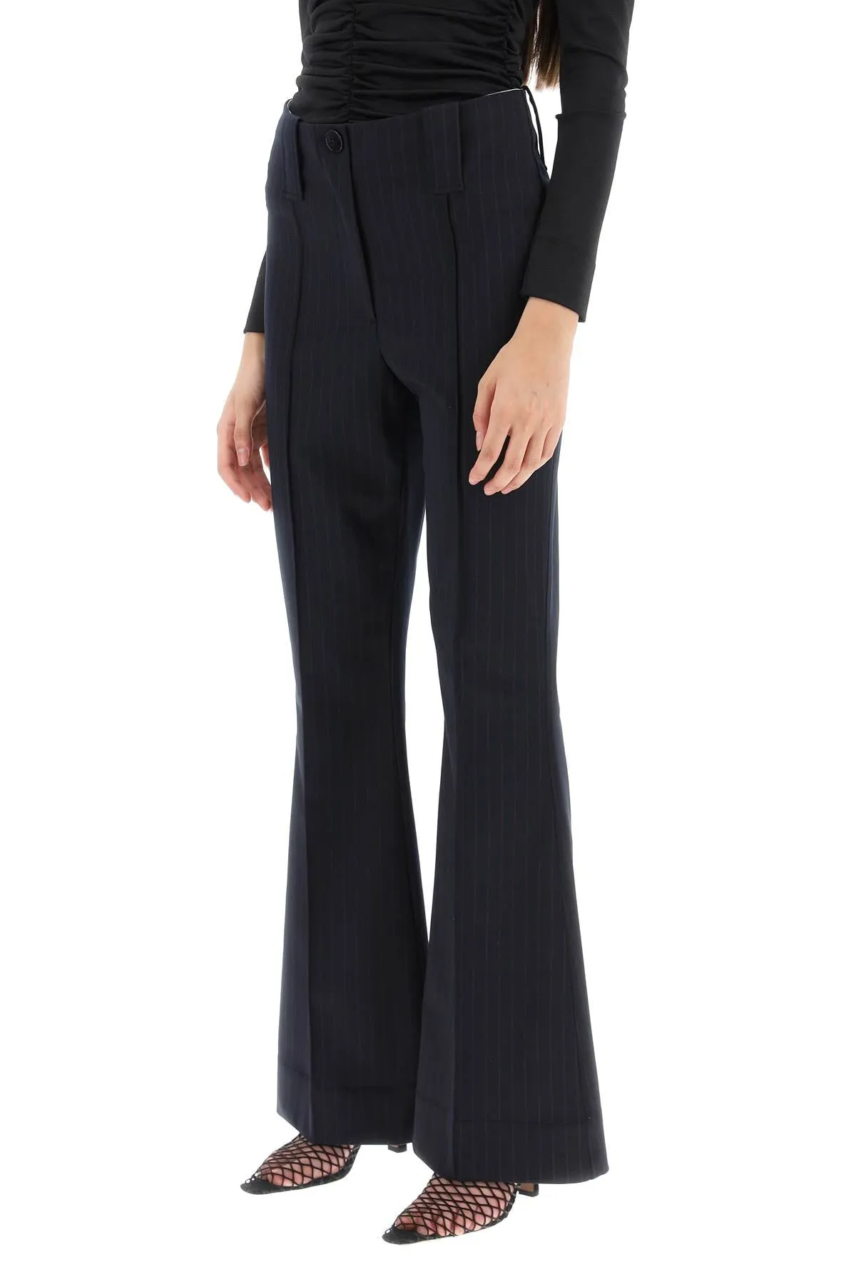 Ganni stretch pinstriped pants