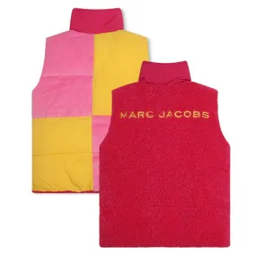 Girls Reversible Pink And Yellow Logo Gilet