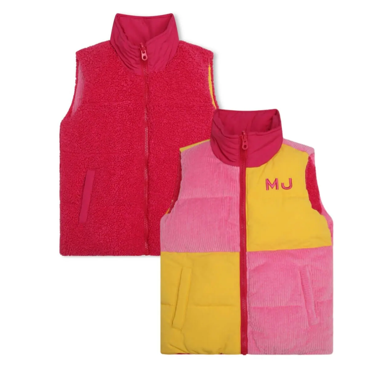 Girls Reversible Pink And Yellow Logo Gilet