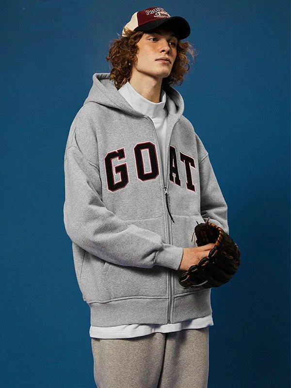 Goat Fleece Hoodie Jacket in Grey Color