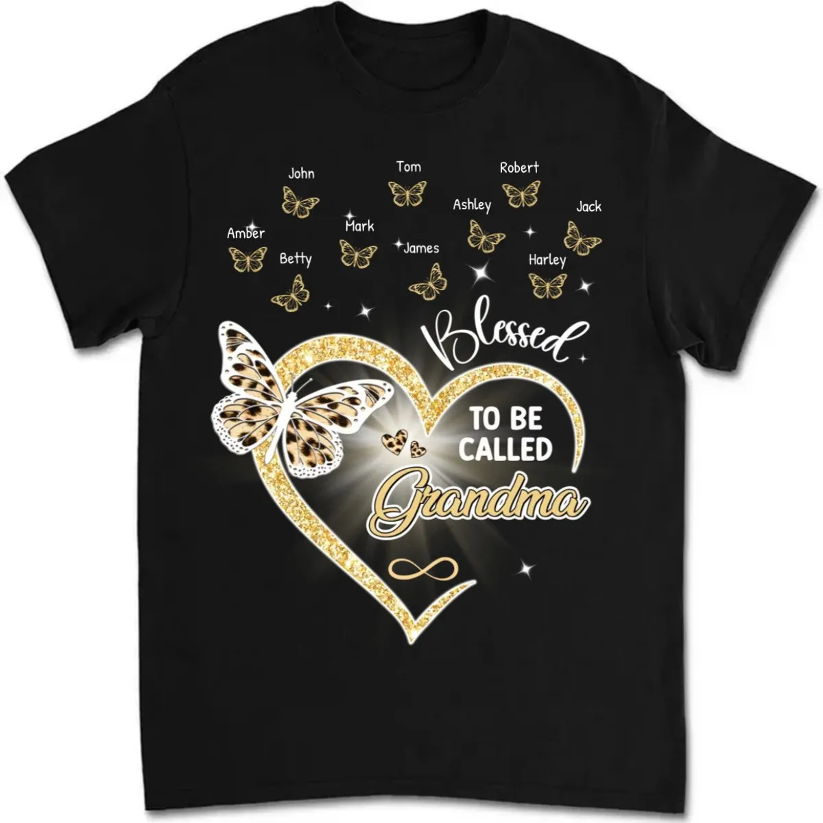 Grandma - Blessed To Be Called Grandma, Heart Butterflies Grandma - Personalized Unisex T-shirt