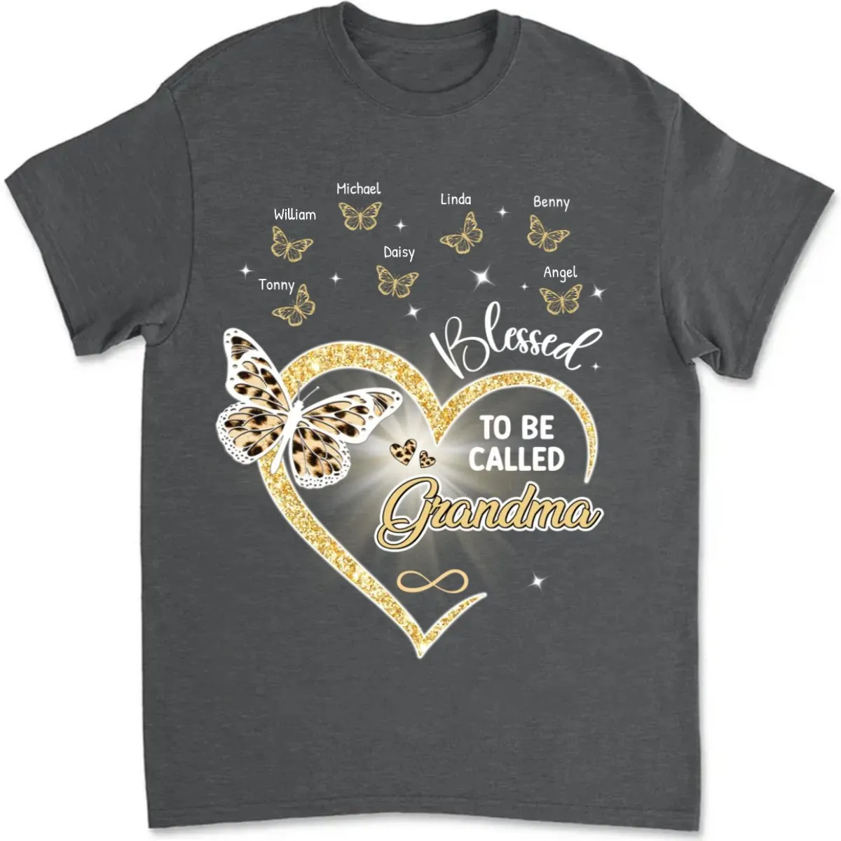 Grandma - Blessed To Be Called Grandma, Heart Butterflies Grandma - Personalized Unisex T-shirt