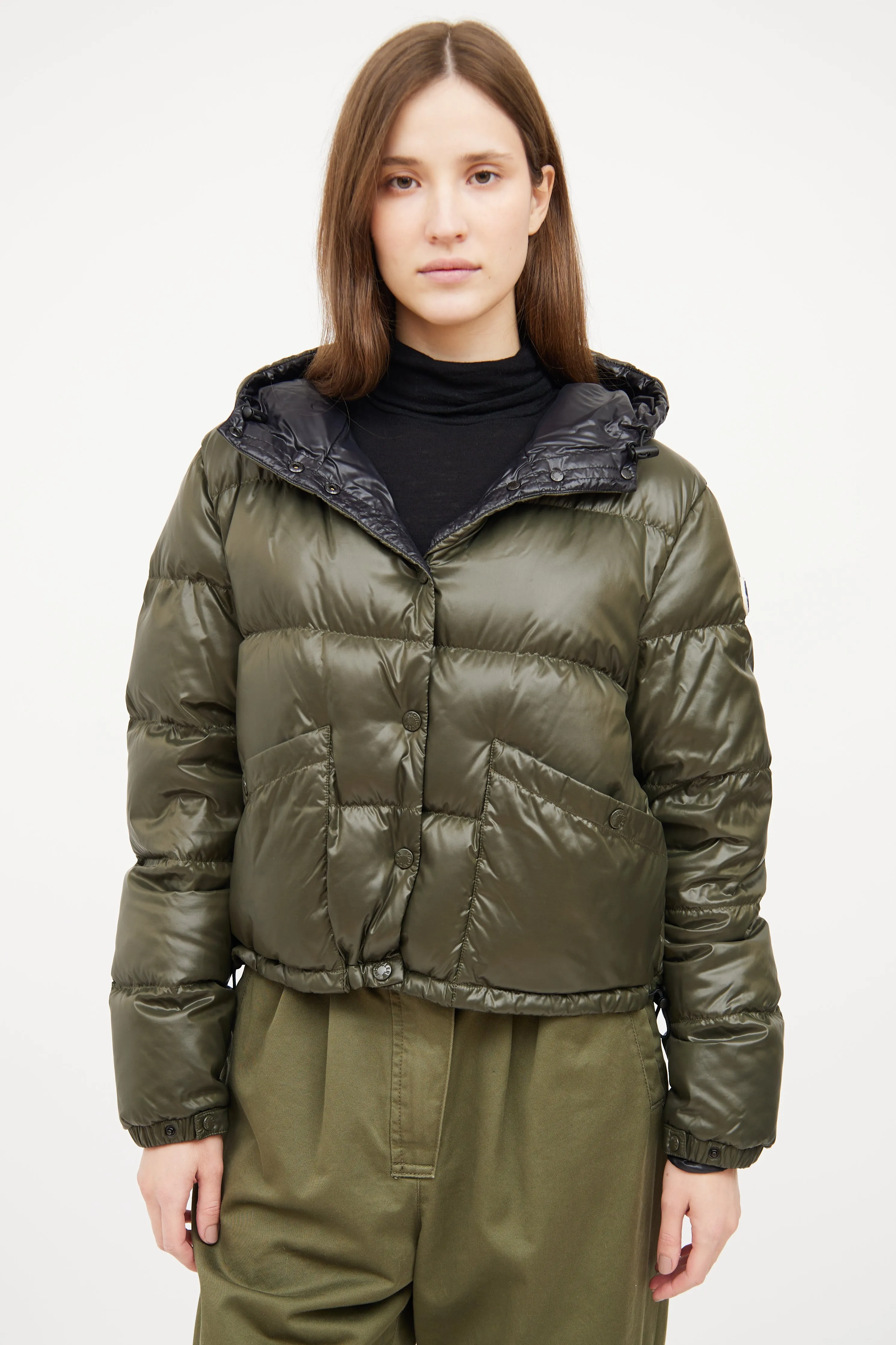 Green Bardanette Crop Puffer Jacket