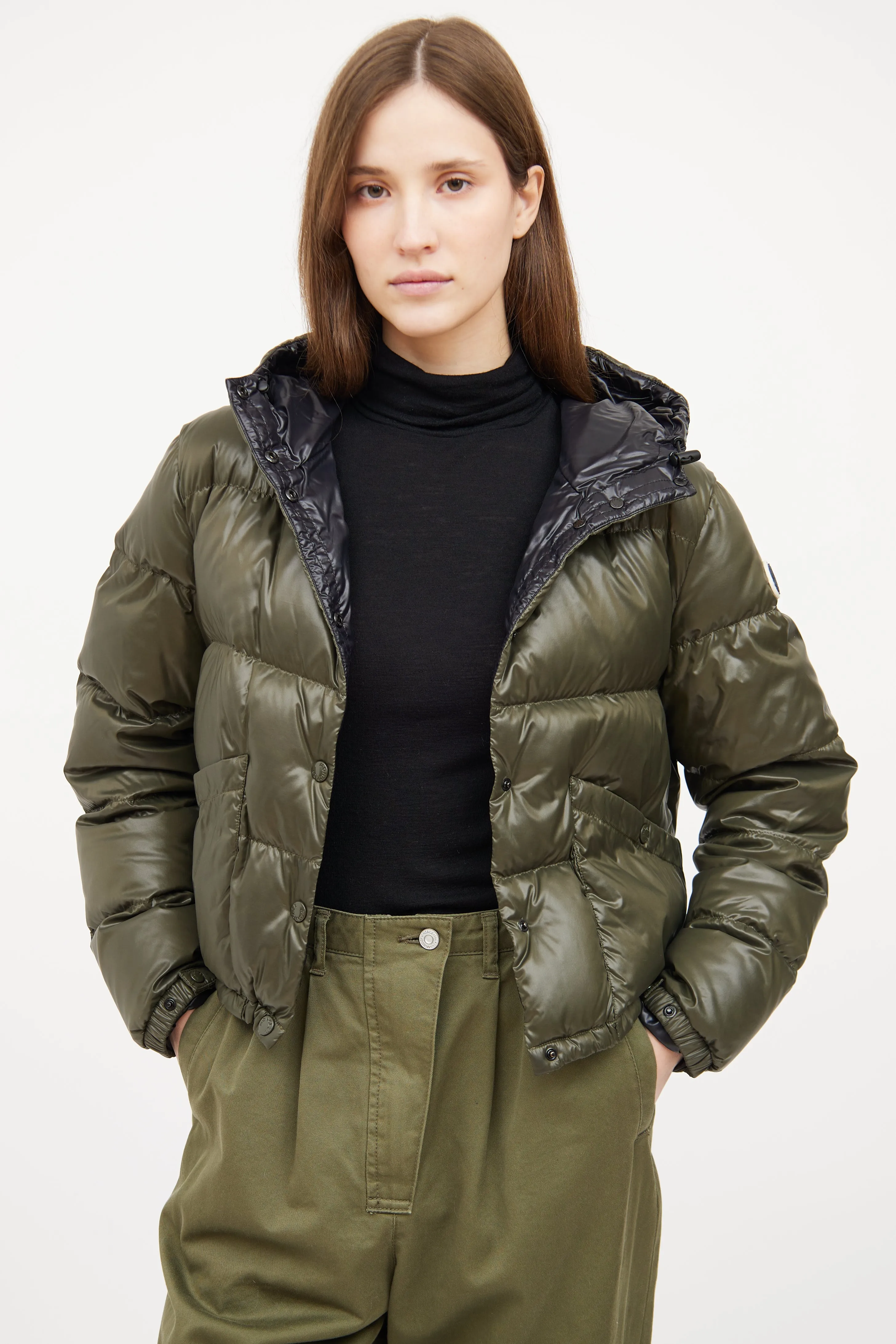 Green Bardanette Crop Puffer Jacket