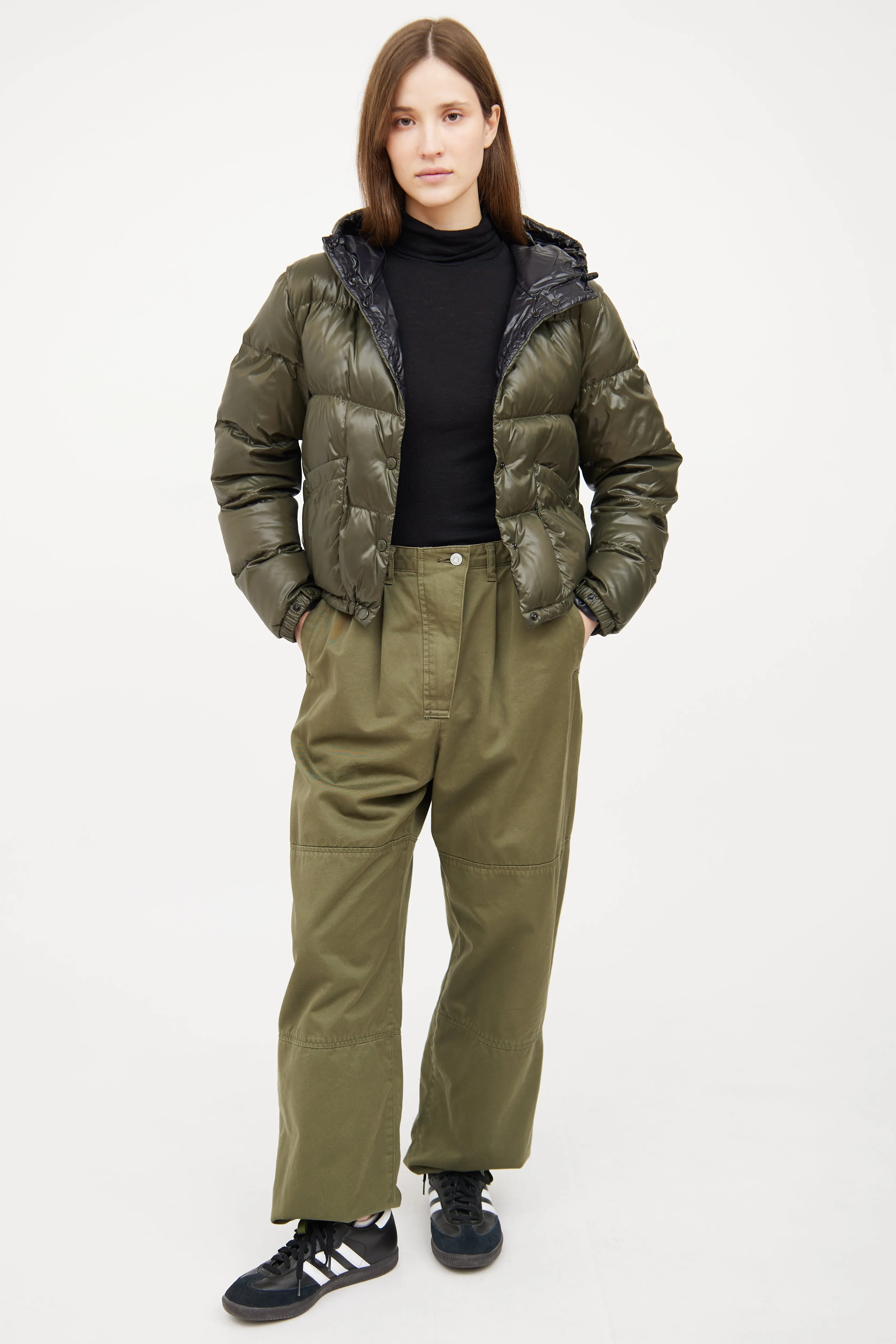 Green Bardanette Crop Puffer Jacket