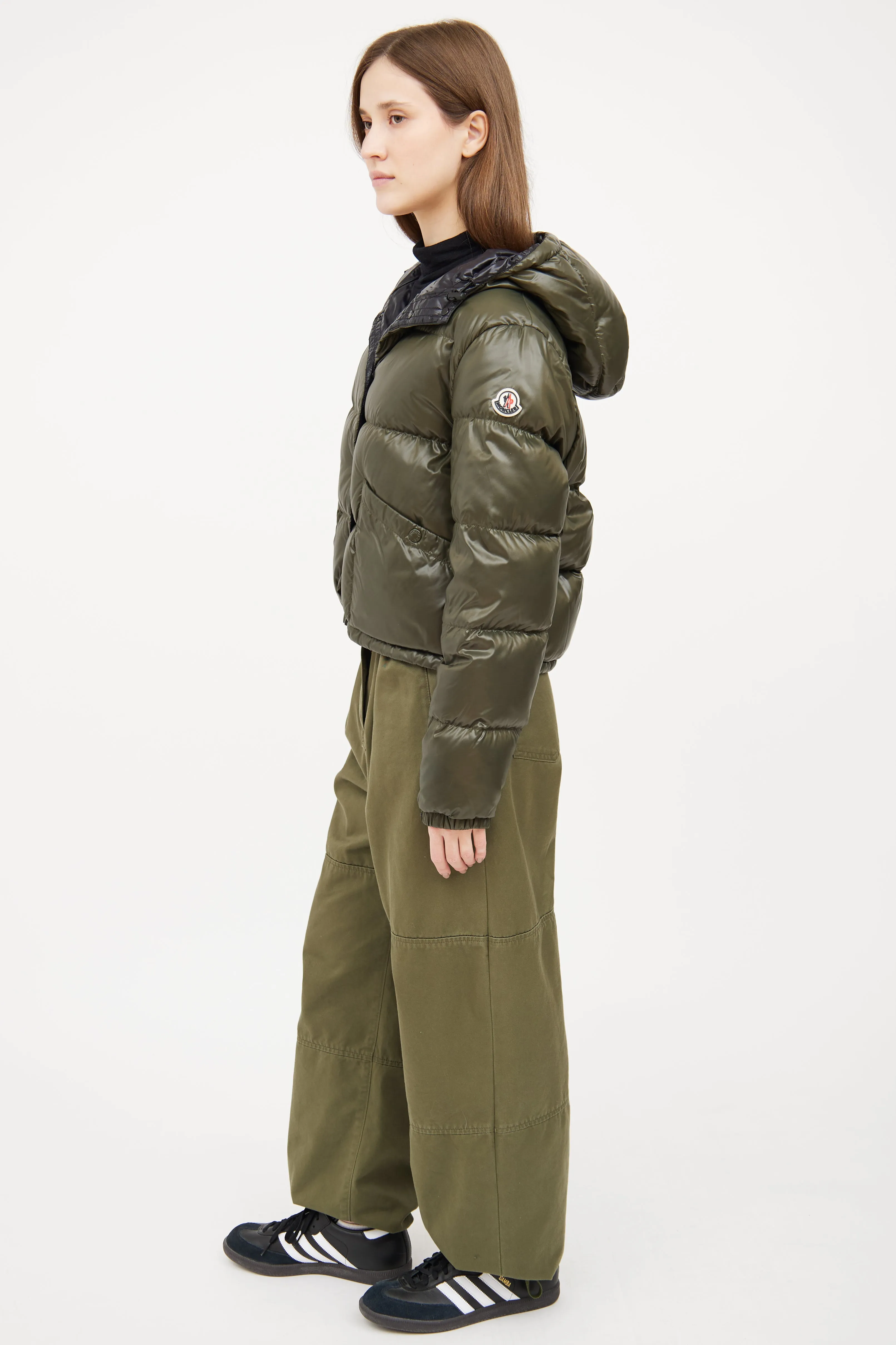 Green Bardanette Crop Puffer Jacket