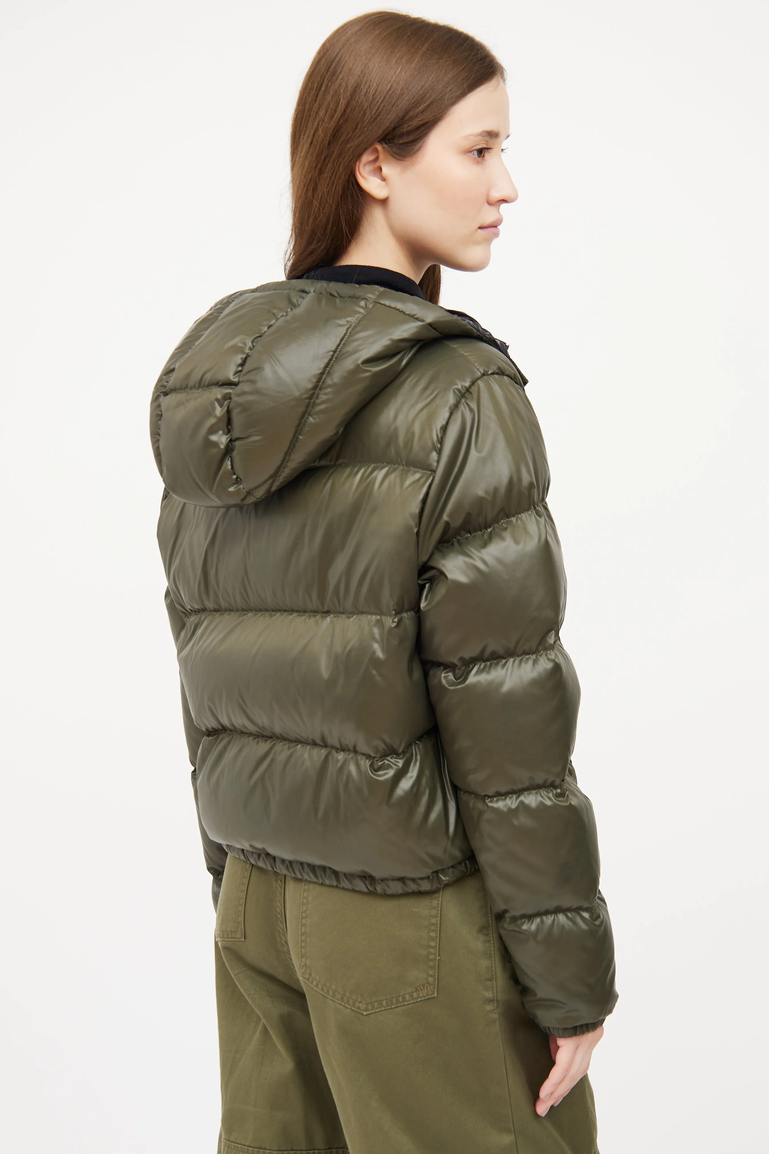 Green Bardanette Crop Puffer Jacket