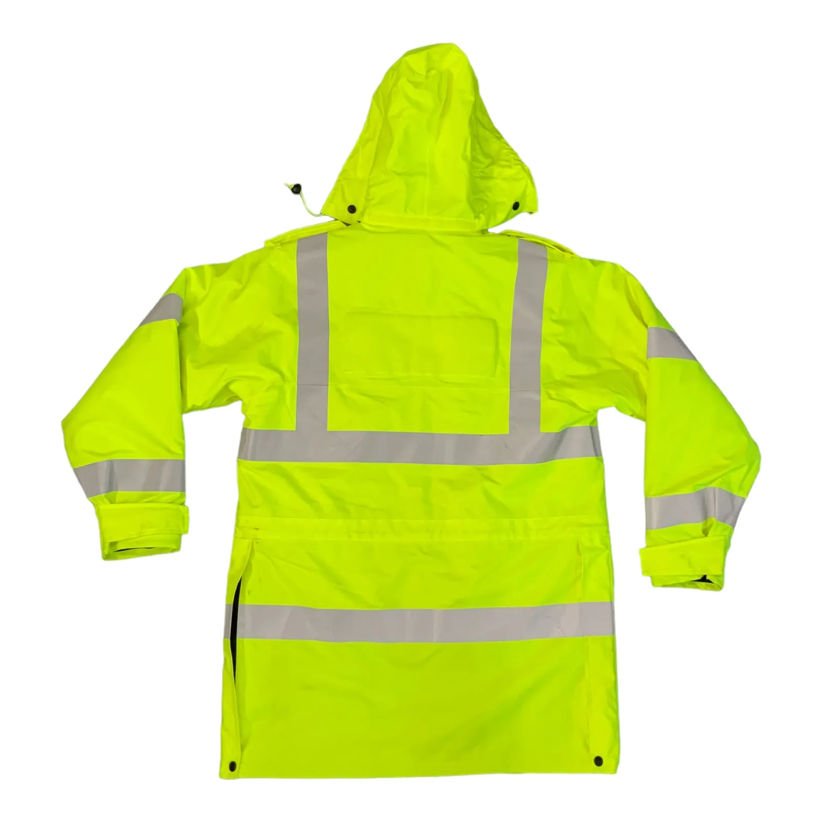 Hi-Vis 3/4 Polyester Waterproof Rain Coat Security Marshal HVPC06A