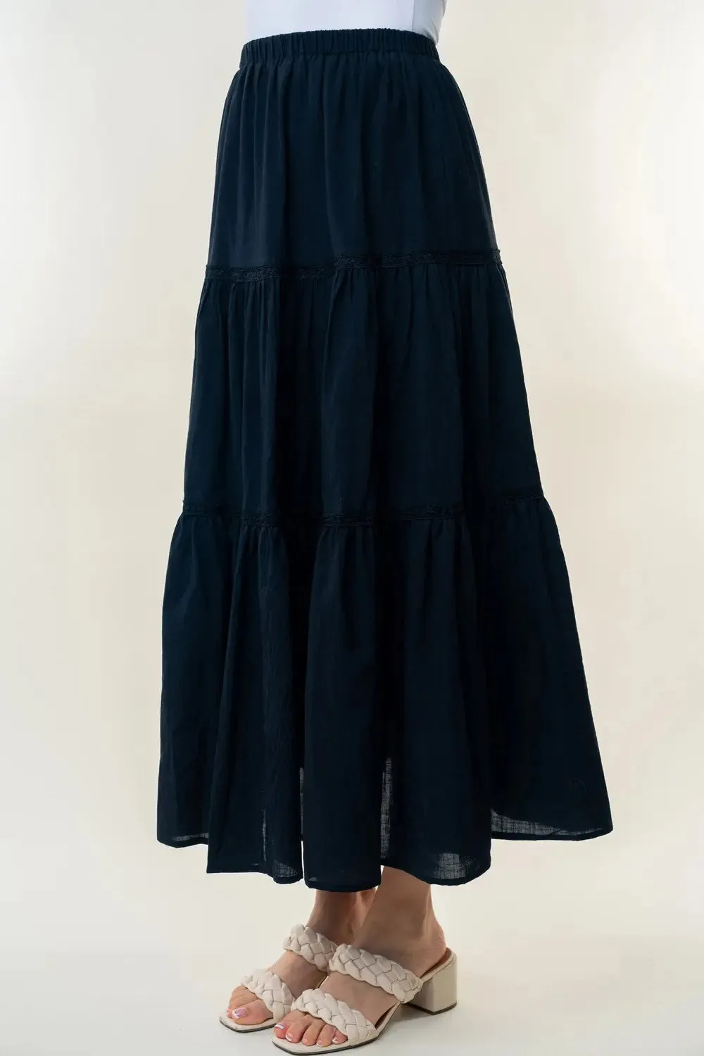 High Waisted Tiered Maxi Skirt