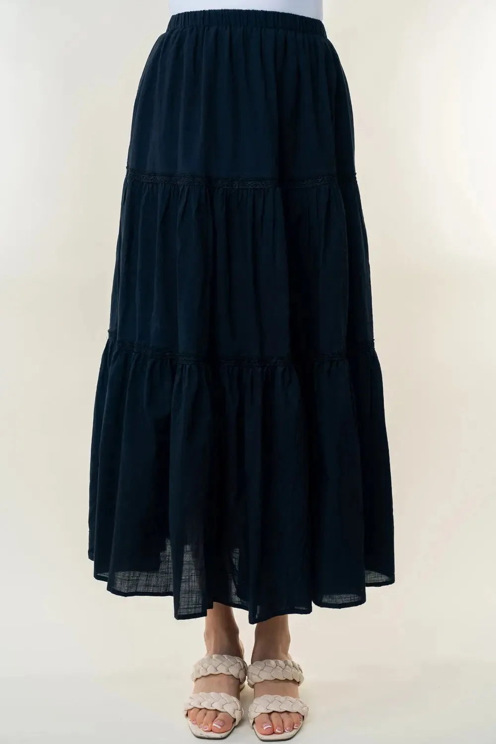 High Waisted Tiered Maxi Skirt