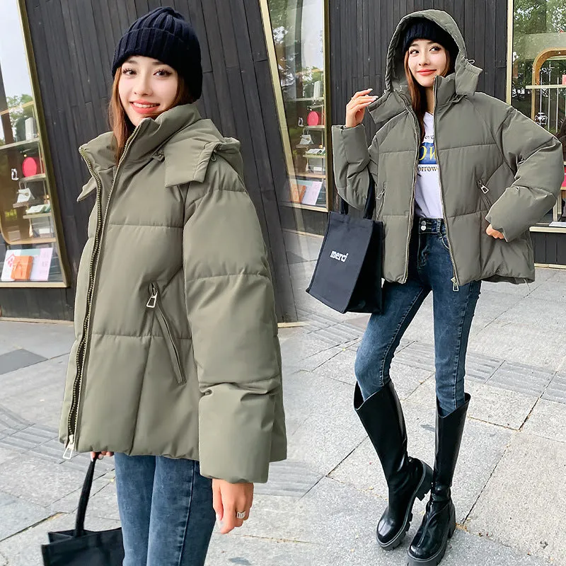 Hot Trade 2024 Winter New Korean Edition Women's Short Down Padded Jacket Thickened Hooded Women's Padded Jacket Student Padded Jacket