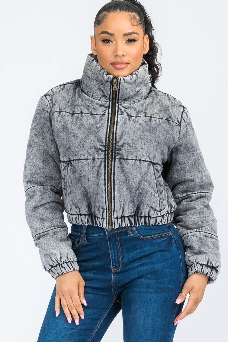 Hudson Washed Denim Puffer Jacket