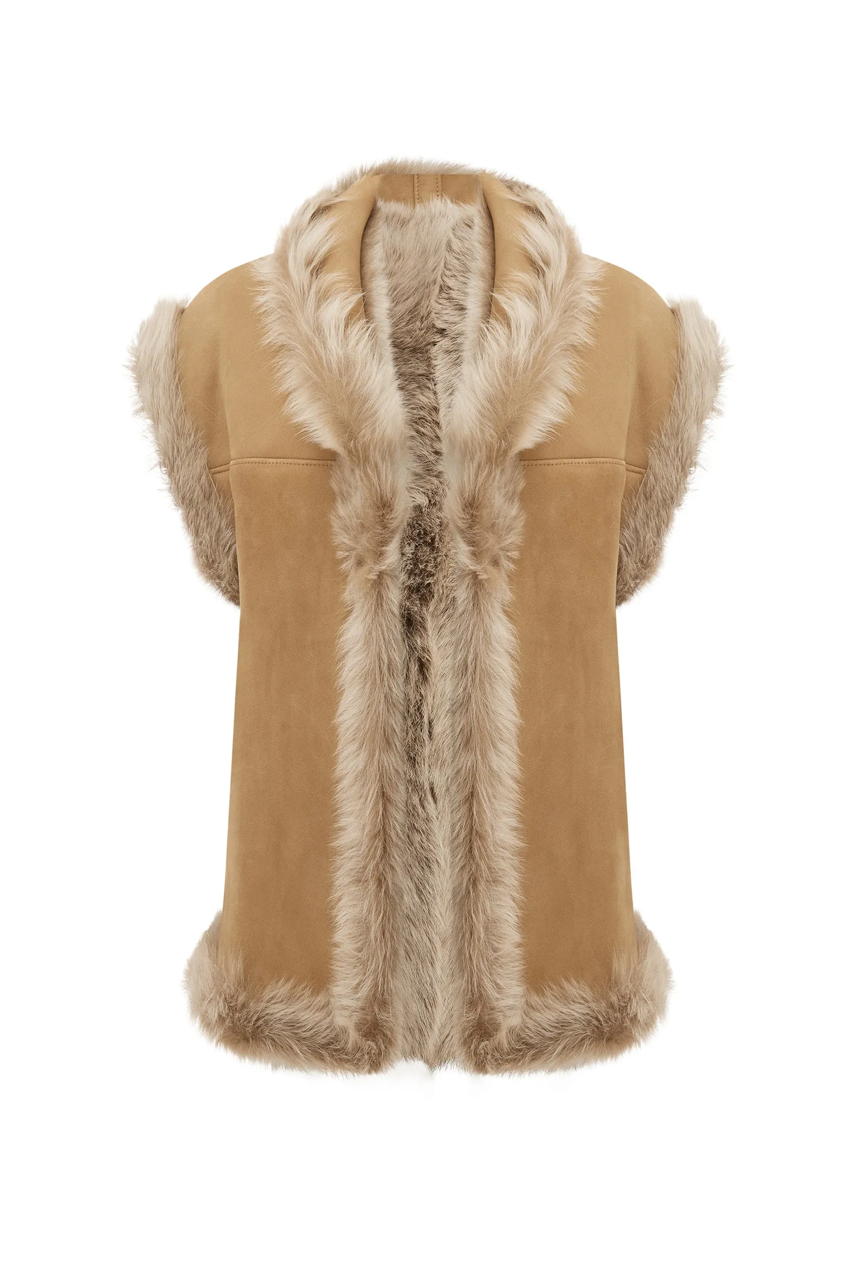 Isabella Toscana Shearling Reversible Gilet in Caramel