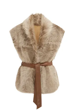 Isabella Toscana Shearling Reversible Gilet in Caramel